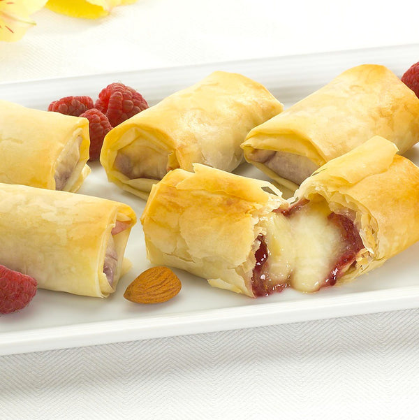 Brie & Raspberry Fillo Rolls - Fillo Factory | Arrowine & Cheese
